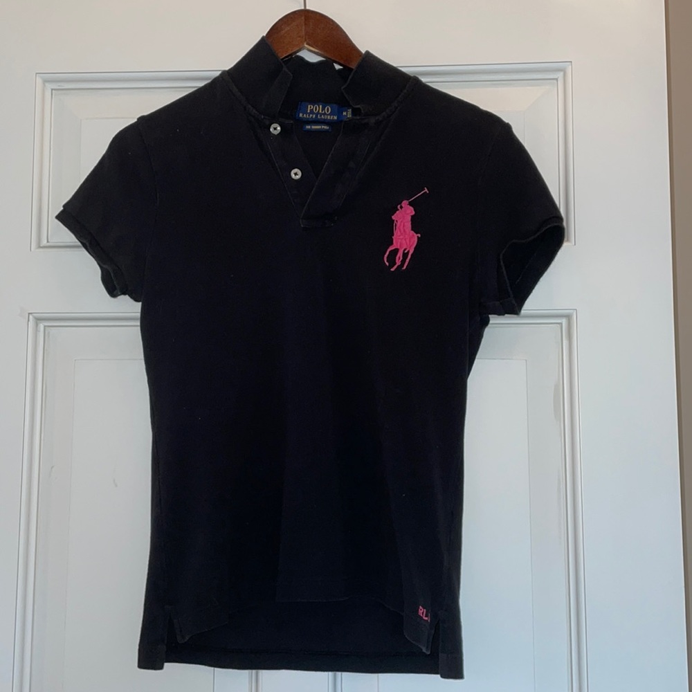 Ralph Lauren Skinny Black Polo, Size M